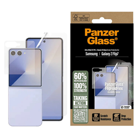 Zaštitna folija UWF i kaljeno staklo za Samsung Galaxy Z Flip7, Prozirna, PanzerGlass