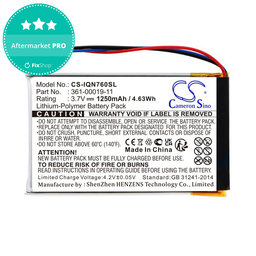 Baterija za Garmin Nüvi 700, 710, 760, 765, Nuvi 3590, 1250mAh, Li-Pol, 3.7V, 361-00019-11, HQ