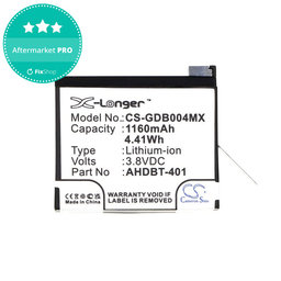 Baterija za GoPro Hero 4, 1160mAh, Li-Ion, 3.8V, AHDBT-401, HQ