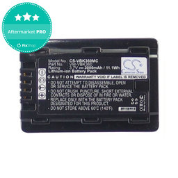 Baterija za Panasonic HC, HDC, SDR, 3000mAh, Li-Ion, 3.7V, VW-VBK360, HQ