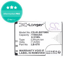 Baterija za Kodak PIXPRO S1, AZ651, AZ652, AZ901, 1150mAh, Li-Ion, 7.4V, LB-070, HQ