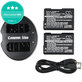 2 baterije s punjačem zaNikon Coolpix P7000, P7700, D3100, D3200, D5100, 1030mAh, Li-Ion, 7.4V, EN-EL14, HQ