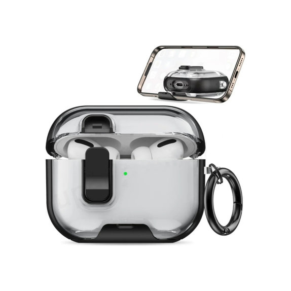 Silikonska maska s držačem za telefon i karabinerom za AirPods Pro 3, crna
