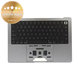 Gornji okvir tipkovnice za MacBook Pro 14", A2442 (2021), A2779 (2023), s US tipkovnicom i baterijom, Space Gray, 661-32210, Genuine Apple
