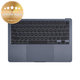 Gornji okvir tipkovnice za MacBook Air 13", A3113 (2024), s US tipkovnicom i baterijom, Midnight, 661-40230, Genuine Apple