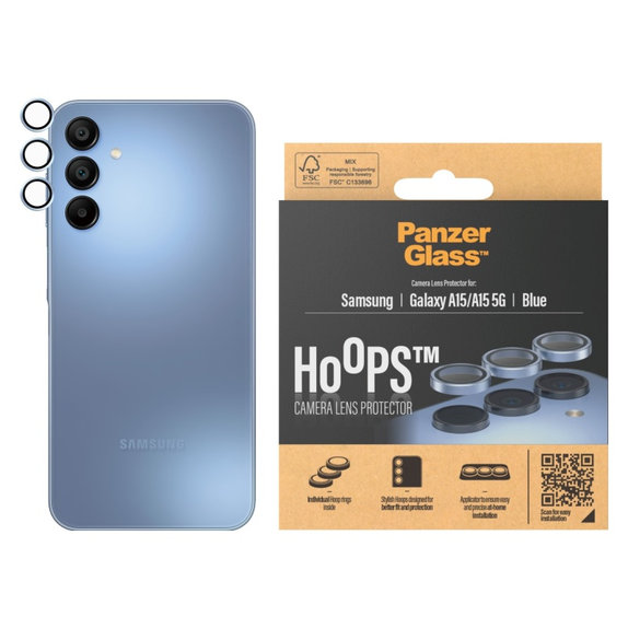 Zaštita objektiva kamere Hoops za Samsung A15/A15 5G, Plava, PanzerGlass