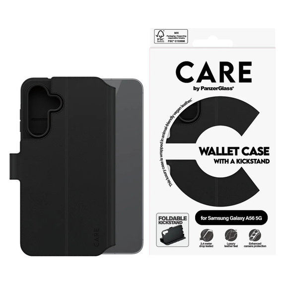 Maska Wallet Kickstand za Samsung Galaxy A56 5G, Crna, PanzerGlass
