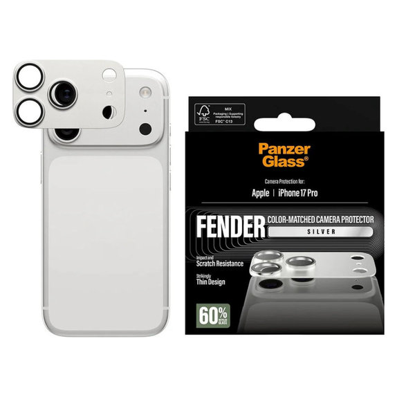 Zaštita objektiva Fender za iPhone 17 Pro, Srebrna, PanzerGlass