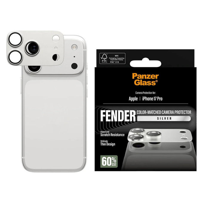 Zaštita objektiva Fender za iPhone 17 Pro, Srebrna, PanzerGlass
