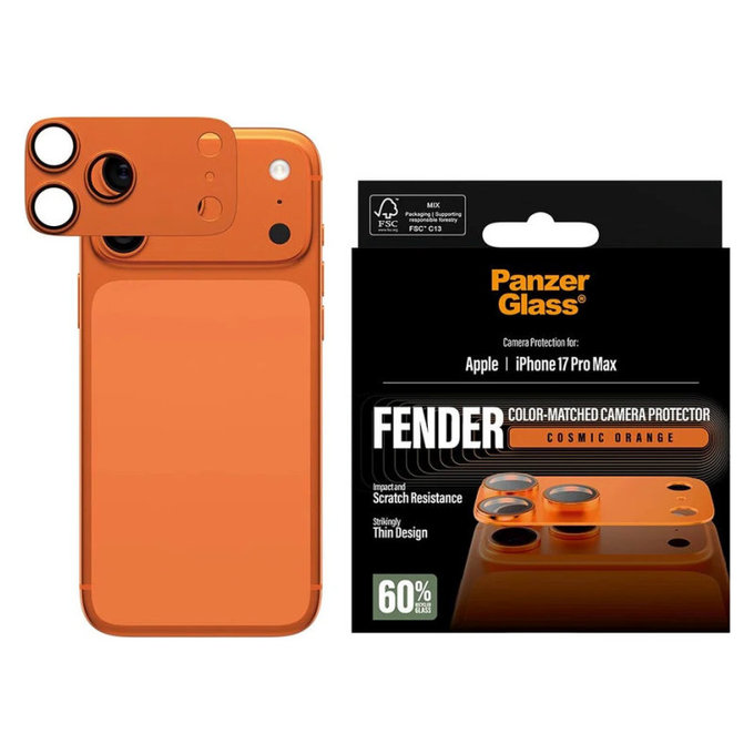 Zaštita objektiva Fender za iPhone 17 Pro Max, Narančasta, PanzerGlass