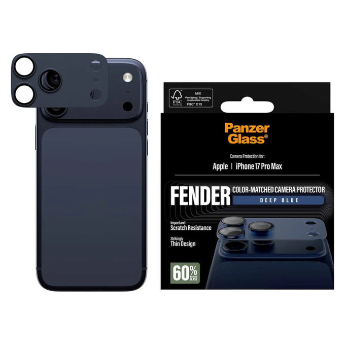Zaštita objektiva Fender za iPhone 17 Pro Max, Plava, PanzerGlass
