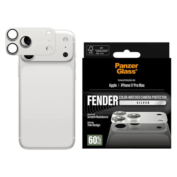Zaštita objektiva Fender za iPhone 17 Pro Max, Srebrna, PanzerGlass