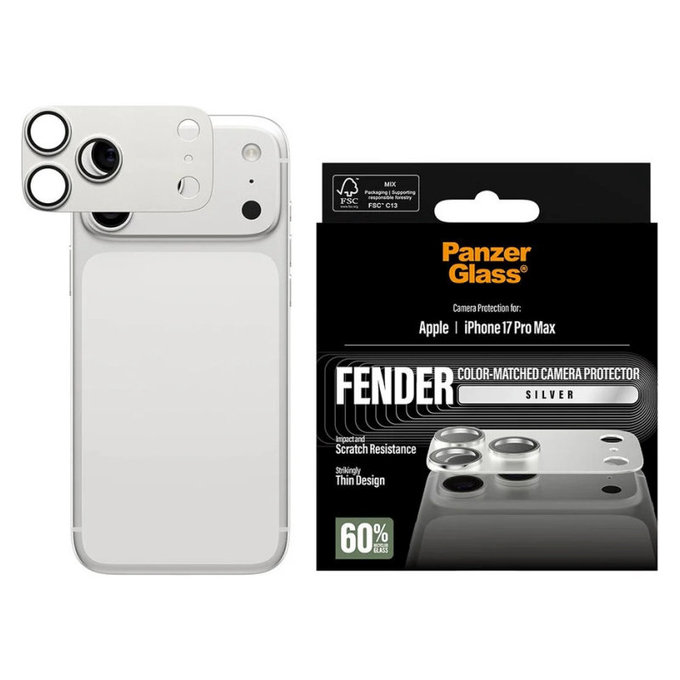 Zaštita objektiva Fender za iPhone 17 Pro Max, Srebrna, PanzerGlass