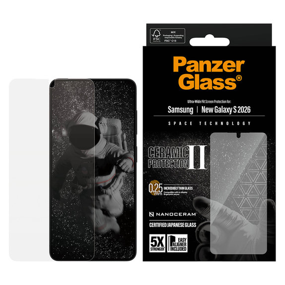 Kaljeno staklo UWF Ceramic s aplikatorom za Samsung Galaxy S26, Prozirna, PanzerGlass