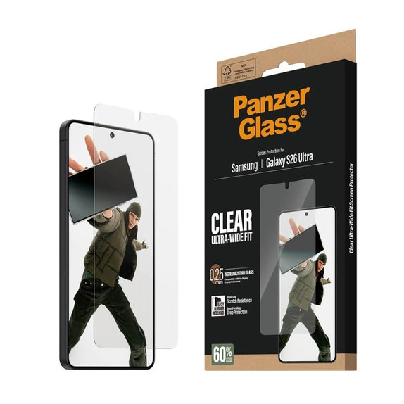 UWF kaljeno staklo s aplikatorom za Samsung S26 Ultra, Prozirna, PanzerGlass