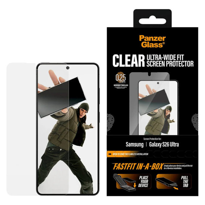 UWF kaljeno staklo s FASTFIT In-A-Box za Samsung S26 Ultra, Prozirna, PanzerGlass
