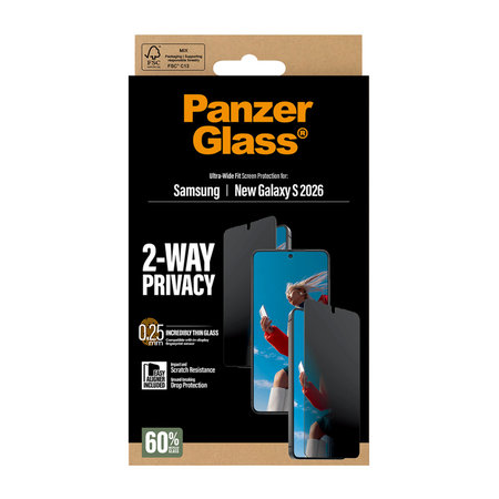 PanzerGlass - UWF 2-Way Privacy kaljeno staklo s aplikatorom za Samsung Galaxy S26, prozirno