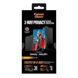 PanzerGlass - UWF 2-Way Privacy kaljeno staklo s FASTFIT In-A-Box za Samsung Galaxy S26+, prozirno
