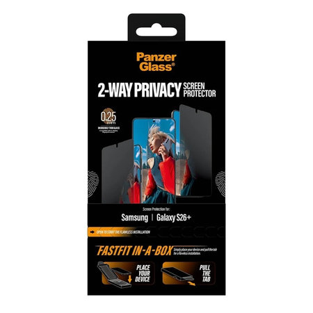 PanzerGlass - UWF 2-Way Privacy kaljeno staklo s FASTFIT In-A-Box za Samsung Galaxy S26+, prozirno