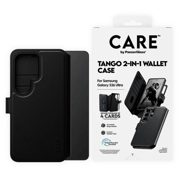 Maska Wallet Tango Two-In-One s QI za Samsung S26 Ultra, crna, CARE