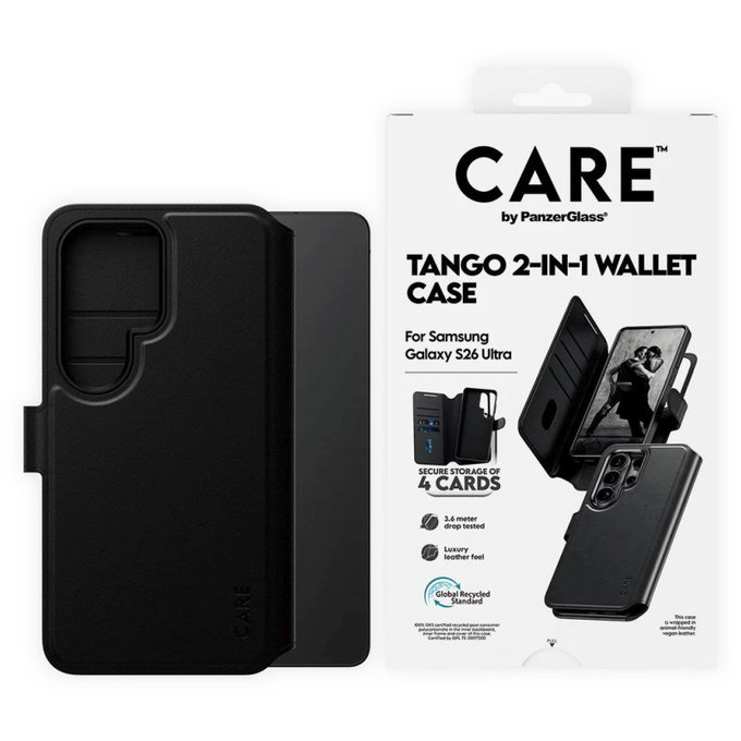 Maska Wallet Tango Two-In-One s QI za Samsung S26 Ultra, crna, CARE