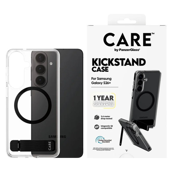 Maska Kickstand s crnim QI za Samsung Galaxy S26+, Crna, PanzerGlass