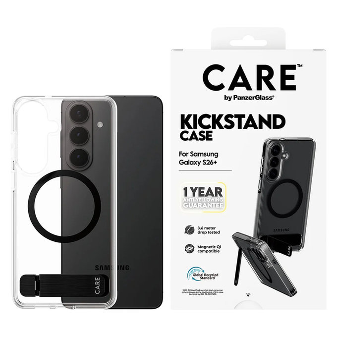 Maska Kickstand s crnim QI za Samsung Galaxy S26+, Crna, PanzerGlass