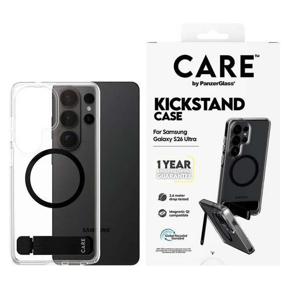 Maska Kickstand s crnim QI za Samsung Galaxy S26 Ultra, Prozirna, PanzerGlass