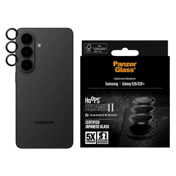 Zaštita objektiva Hoops Ceramic II za Samsung S26/S26+, Crna, PanzerGlass