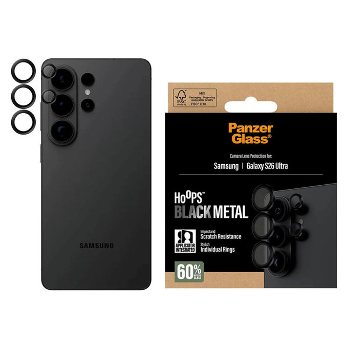 Zaštita objektiva Hoops za Samsung S26 Ultra, Crna, PanzerGlass