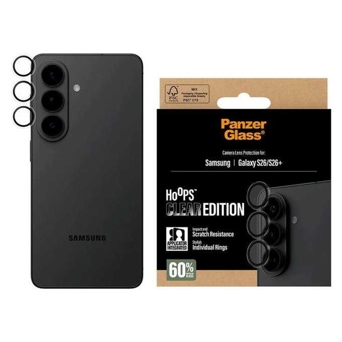 Zaštita objektiva Hoops za Samsung S26/S26+, transparent, PanzerGlass