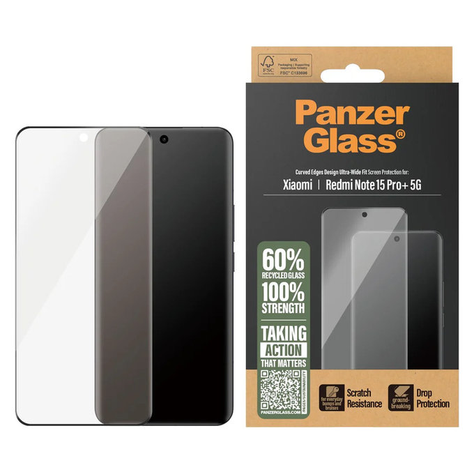 Kaljeno staklo UWF za Xiaomi Redmi Note 15 Pro+ 5G, Crna, PanzerGlass