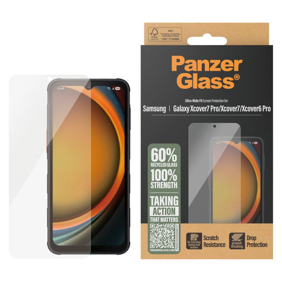 Kaljeno staklo UWF za Samsung Galaxy Xcover7 Pro/Xcover7/Xcover6 Pro, Prozirna, PanzerGlass
