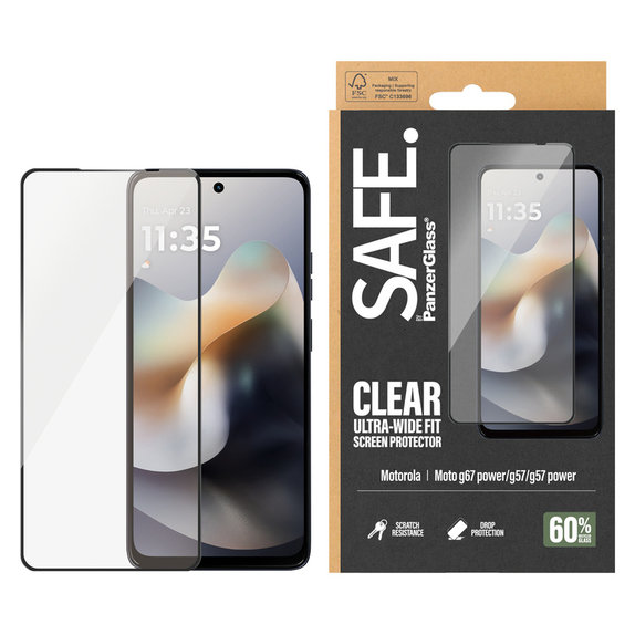Kaljeno staklo UWF za Motorola Moto G57 Power 5G, Crna, SAFE by PanzerGlass