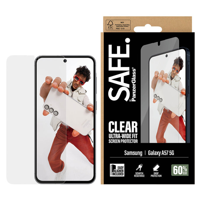 Kaljeno staklo UWF s aplikatorom za Samsung Galaxy A57, Prozirna, SAFE by PanzerGlass