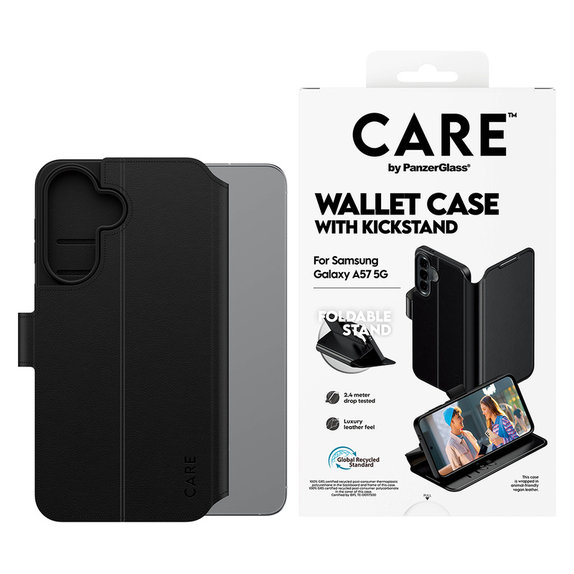 Maska Wallet Kickstand za Samsung Galaxy A57, Crna, PanzerGlass