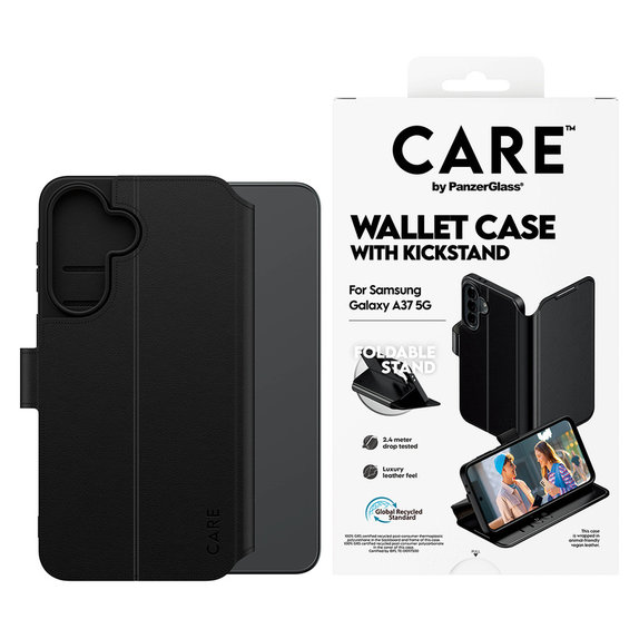 Maska Wallet Kickstand za Samsung Galaxy A37, Crna, PanzerGlass