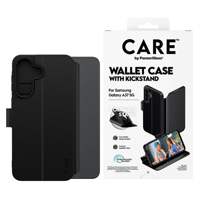 Maska Wallet Kickstand za Samsung Galaxy A37, Crna, PanzerGlass