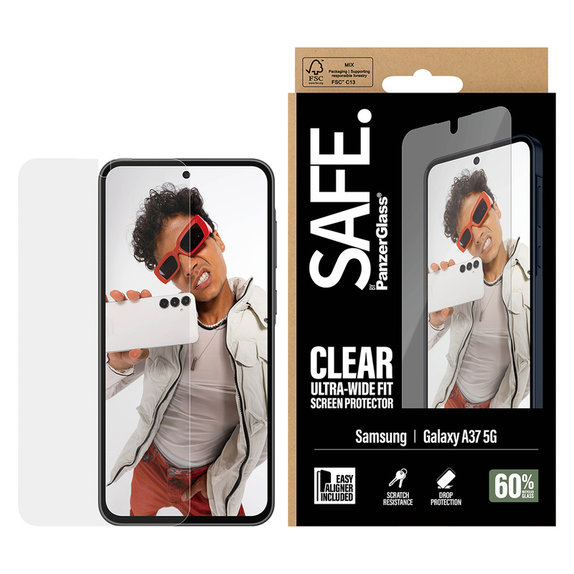 Kaljeno staklo UWF s aplikatorom za Samsung Galaxy A37, Prozirna, SAFE by PanzerGlass