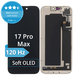 Zaslon Soft OLED 120Hz za iPhone 17 Pro Max - Dodirno staklo + Okvir, DIAGNOSTIC
