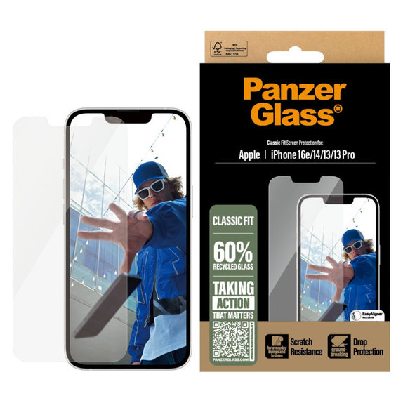 Kaljeno staklo s aplikatorom za iPhone 17e/16e/14/13/13 Pro, Prozirna, PanzerGlass