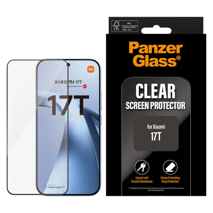 Kaljeno staklo UWF za Xiaomi 17T, Crna, PanzerGlass