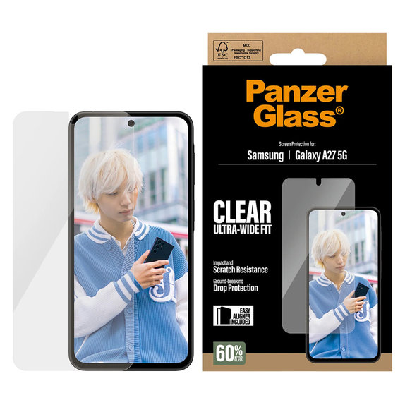 Kaljeno staklo UWF s aplikatorom za Samsung Galaxy A27, Prozirna, PanzerGlass