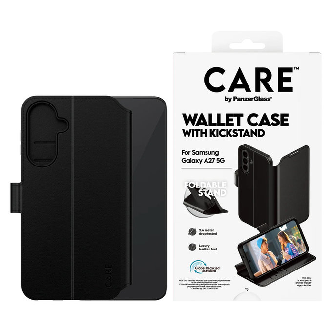 Maska Wallet Kickstand za Samsung Galaxy A27, Crna, PanzerGlass