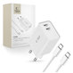 Mrežni punjač C35W 2-PORT PD 35W + USB-C Cable, bijela, Tech-Protect