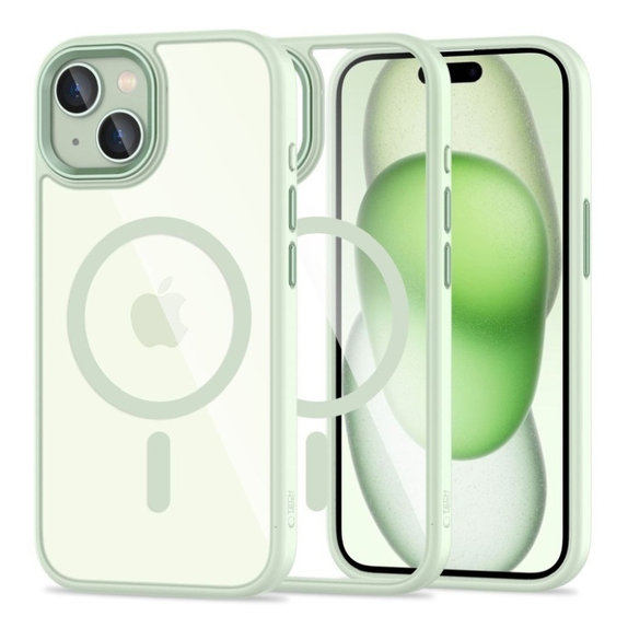 Maskica MagMat MagSafe za iPhone 15, zelena/prozirna, Tech-Protect