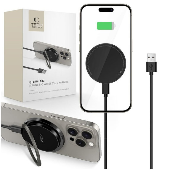 Bežični punjač QI15W-A33 Magnetic MagSafe, crna, Tech-Protect
