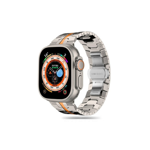 Remen Stainless Line za Apple Watch 8 / 9 / 10 / 11 / SE / Ultra (44 / 45 / 46 / 49 mm), Titanium/Orange, Tech-Protect