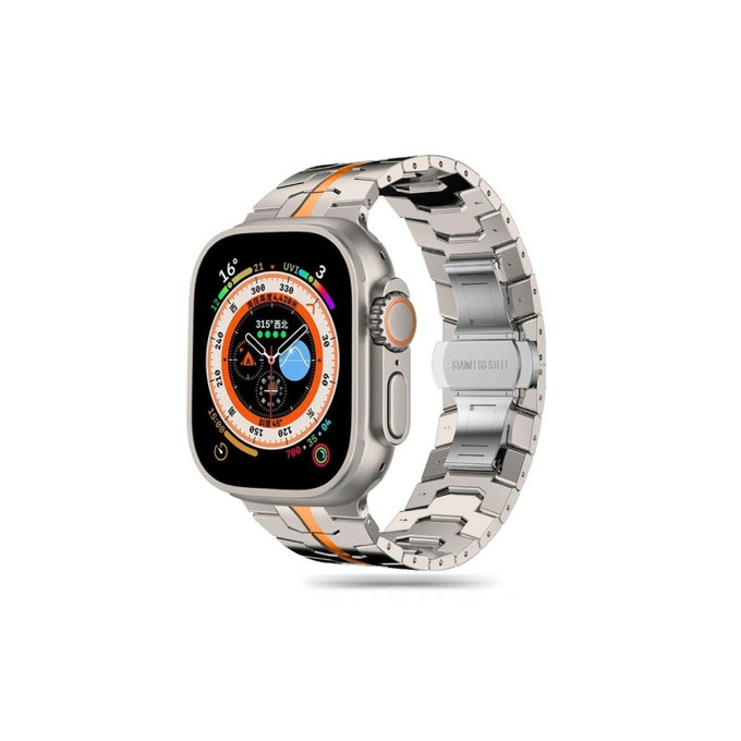 Remen Stainless Line za Apple Watch 8 / 9 / 10 / 11 / SE / Ultra (44 / 45 / 46 / 49 mm), Titanium/Orange, Tech-Protect