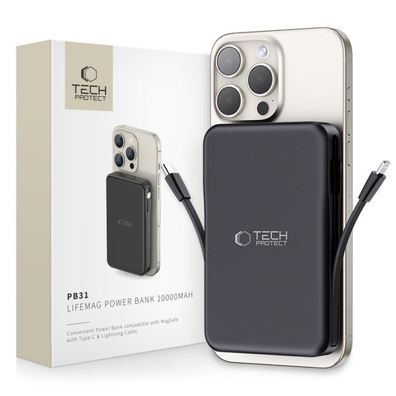 Powerbank PB31 Lifemag MagSafe 10000mAh, crna, Tech-Protect